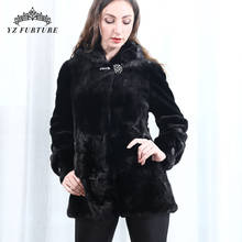 Abrigo de piel auténtica de visón con capucha para mujer, chaqueta de pelo de visón auténtico Natural, MKW-201 cálido de invierno auténtico 2024 - compra barato