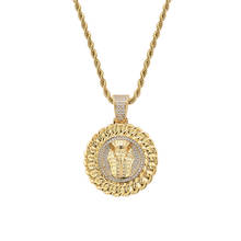 Hip Hop AAA Cubic Zirconia Paved Bling Iced Out Egyptian Pharaoh Tutankhamun Pendants Necklace for Men Rapper Jewelry 2024 - buy cheap