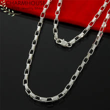 Silver 925 Necklaces For Men Women 4mm Long Box Chain Necklace Collier 20 inch Fashion Jewelry Factory Price Bijoux Gifts 2024 - buy cheap