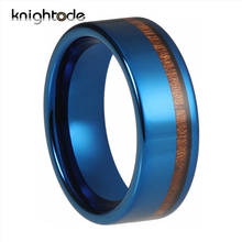 6/8mm Blue Tungsten Carbide Wedding Bands Offset Groove Red Wood inlay  For Men Women Birthday Party Jewelry Rings Flat Polished 2024 - buy cheap