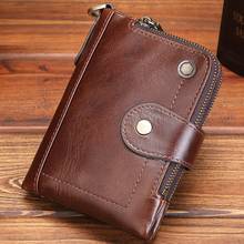 2020 Men's Wallet Genuine Leather Card Holder Vintage Male Purse Coin Pouch Multi-functional Cards Wallet Short Zipper Wallets 2024 - buy cheap