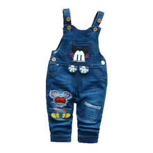 Macacão infantil em jeans, calças compridas para crianças pequenas, roupas de macacão para meninos, 2021 2024 - compre barato