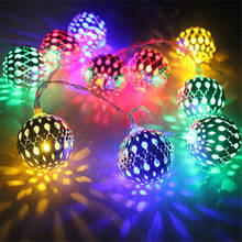 Globo de luz led marrocos com esferas de metal, luminária led a bateria para casamento, natal, feriados, casa, decoração ao ar livre 2024 - compre barato