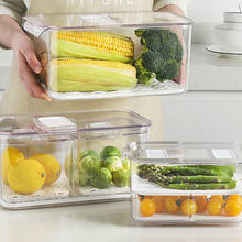 Recipientes de armazenamento de alimentos frigoríficos com tampas, tanque plástico transparente separado para vegetais frutas caixa de suprimentos de cozinha 2024 - compre barato