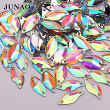 JUNAO 100pcs 9*20mm Sew On Crystal AB Horse Eye Rhinestone Applique Flatback Fancy Resin Crystal Stones Needlework Strass Crafts 2024 - buy cheap