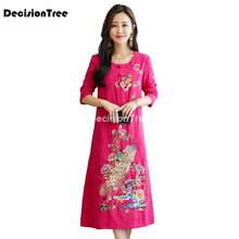 2022 female cotton qipao dress aodai vietnam cheongsam folk style chinese dress for women traditional clothing floral ao dai 2024 - buy cheap