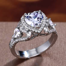 Huitan Gorgeous Heart Cubic Zirconia Women Wedding Rings Brilliant Fashion Engagement Proposal Ring Female Statement Jewelry Hot 2024 - buy cheap