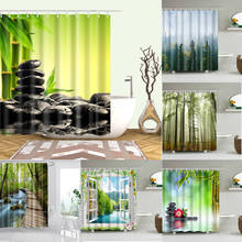 Cortinas de baño con estampado 3d de árboles de bosque, cortina de ducha de tela de poliéster impermeable, pantalla con ganchos para ducha de baño 2024 - compra barato