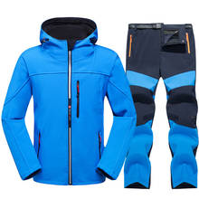 Conjunto de pantalones de forro polar para hombre, chaqueta y pantalones impermeables a prueba de viento para senderismo, senderismo al aire libre, Camping y escalada 2024 - compra barato
