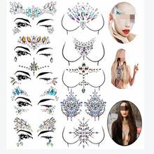3D Rhinestones Stickers Body Art Chest Temporary Tattoos Sexy Makeup Stage Party Glitter Fake Tattoo for Woman Face Jewels 2024 - buy cheap