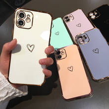 Fashion Plating Soft Phone Case for iPhone 11 12 Pro Max 7 8 Plus Heart Anti Knock Protective Case On iPhone X XR XS Max Se 2020 2024 - buy cheap