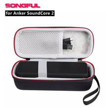 Caixa de som em eva para anker soundcore 2, caixa rígida portátil de bolso duplo bluetooth com cabo de áudio e bolsa de viagem 2024 - compre barato