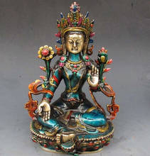 Estatua de tara Verde de Buda budista, artesanía china de latón y cobre tallado a mano exquisita, asiática, 8,66 pulgadas 2024 - compra barato