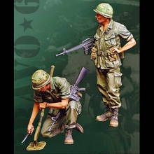 1/35 us mine detector team, resina modelo soldado gk, wwii temas militares, kit desmontado e sem pintura 2024 - compre barato