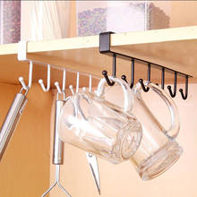 2021 New Iron 6 Hooks Cup Holder Hanging Bathroom Hanger Kitchen Organizer Cabinet Door Shelf Removed Storage Rack Home Decor 2024 - buy cheap