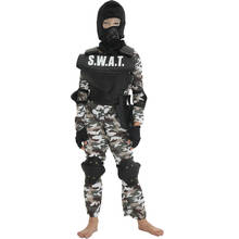 Kdis Boys Military Uniform Camouflage Color Print Jungle Army Suit Children Soldier Jumpsuit with Cap SWAT Clothing Set 2024 - buy cheap