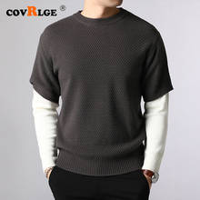 Covrlge suéter masculino de manga longa, pulôver masculino quente de patchwork com gola redonda para primavera e outono mredu057 2024 - compre barato