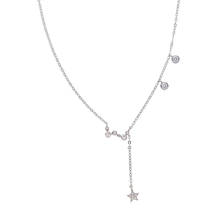 Elegant Long Pendant Star Necklaces 100% 925 Pure Silver Jewelry Fashion Irregular Clavicle Chain Layers Clear CZ Choker Pendant 2024 - buy cheap