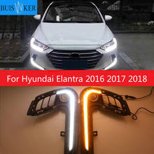 For Hyundai Elantra 2016 2017 2018 With Turn Yellow Signal Lights AUTO 12V ABS Daytime Running Light Daylights DRL 2024 - buy cheap