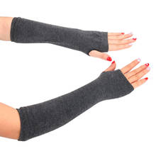 Womnes-guantes largos de punto sin dedos para mujer, calentador de manos, muñeca, brazo, Invierno 2024 - compra barato