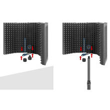 Регулируемый изоляционный экран для микрофона, 5 панелей, складной Профессиональный пенопластовый защита панели для записи вещания 2024 - купить недорого