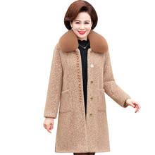 Winter Jacket New High Quality Imitate Gold Mink Warm Middle-aged Women Woolen Coat Plus Size 5XL Female Mid Long Wool Coats 2024 - buy cheap