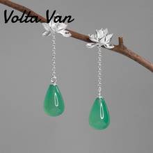 Volta Van Agate Drop Earrings 925 Sterling Silver Elegant Pendientes 2022 New Vintage Jewelry Lotus Flower Silver Earrings 2024 - buy cheap