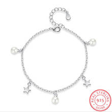 925 Simple Natural Pearl Star Charm Bracelet For Women 925 Sterling Silver Fine Jewelry Pulseiras De Prata Birthday Girls Gift 2024 - buy cheap