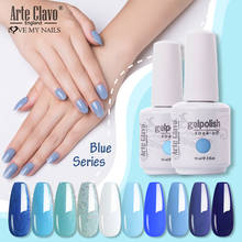 Arte Clavo-esmalte de uñas en Gel UV, laca de uñas de colores azules, para manicura, 15ml 2024 - compra barato
