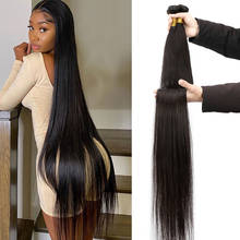 Cabelo remy liso, 3 pacotes de cabelo humano brasileiro, 30, 32, 34, 36, 38 visual, 3 pacotes para mulheres negras 2024 - compre barato