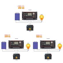 Автоматический контроллер заряда солнечной панели 10/20/30A, 12 В, 24 В, ЖК-дисплей таймер регулятора 2024 - купить недорого