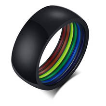 LETAPI New Trendy Rainbow Fashion Jewelry Black Gold Silver Color Stainless Steel LGBT Pride Rings for Women Men 2024 - buy cheap