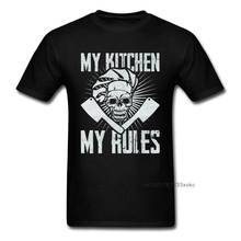 100% Cotton Men's T Shirt My Kitchen My Rules Chef Tshirt Vintage Design Male T-shirt Skull Tees Funny Cooker Clothes Black Tops 2024 - buy cheap