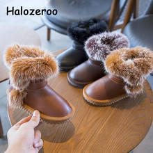 Botas de nieve para niños, zapatos de piel auténtica, botines para bebés, botas negras, zapatos de moda, zapatos cálidos de invierno 2024 - compra barato