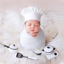 Accesorios de fotografía para bebés, sombrero de Chef pequeño, envoltura elástica blanca, accesorios creativos para recién nacidos 2024 - compra barato