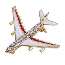 Crystal Airplane Aircraft Jet Flight Collar Brooch Pin Corsage Badge Jewelry 2024 - buy cheap
