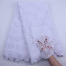 African Pure White Guipure Lace Fabric 2020 High Quality Nigerian Cord Lace Fabric France Water Soluble Lace For Wedding Dress 2024 - buy cheap