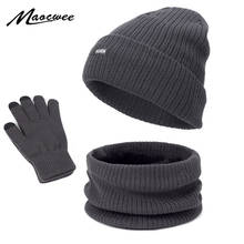 Inverno skullies gorro chapéu cachecol luvas 3 pçs conjunto para homem e mulher malha ao ar livre à prova de vento quente gorro grosso com forro 2024 - compre barato