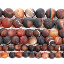 Cuentas redondas sueltas para la fabricación de joyas, abalorios de ágatas de venas rojas esmeriladas de piedra Natural, costura, bricolaje, pulsera, collar, hebra, 4-12MM 2024 - compra barato