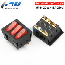 Rocker switch KCD3 triple 9-pin 2 gear red with light 15A250V rocker household power switch 2024 - buy cheap