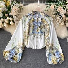 Autumn Elegant Long Sleeve Floral Printed Chiffon Blouses And Shirts 2020 Women Runway Designers Tops 2024 - buy cheap