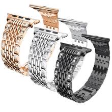 Pulseira de metal para apple watch, acessórios e braceletes de aço inoxidável para apple watch band 40mm 38mm 42mm 44mm, apple watch 5 4 3 2 1 2024 - compre barato