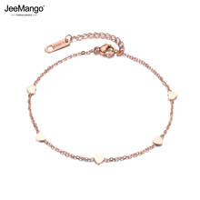 JeeMango Simple Design Stainless Steel Bracelet Rose Gold Link Chain Mini Hearts Lover Bracelet Sweety Style For Girls JB18183 2024 - buy cheap