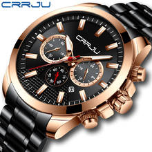 CRRJU мужские часы с тремя циферблатами, военные многофункциональные часы, водонепроницаемые кварцевые мужские часы с календарем, часы со стальным ремешком 2024 - купить недорого