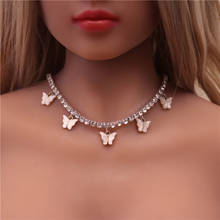 EXCITED ZIRCON Bohemia Fashion Butterfly Necklace Chain for Women White Pink New Crystal Rhinestone Choker Necklace Jewelry Gift 2024 - buy cheap