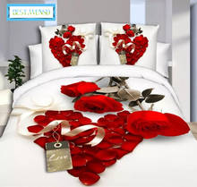 Bed Linens Hot Sale 3d Girls Bedding Set Jacquard Duvet Cover Set Queen Twin King Bed Set Red Rose Lily Nice Bedclothes Romantic 2024 - buy cheap