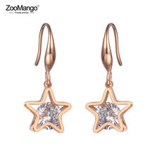 ZooMango Trendy AAA CZ Crystal Star Titanium Stainless Steel Girl's Earrings Rose Gold Handmade Ear Jewelry For Women ZE19152 2024 - buy cheap