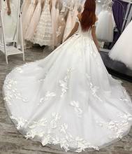 Vestidos de novia de encaje de lujo, románticos, vestido de baile, apliques de jardín, talla grande, vestido de novia de princesa, vestido de boda con retención larga 2024 - compra barato