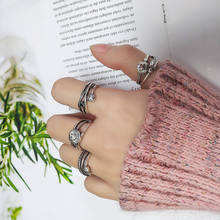 Женские винтажные кольца Ckysee, вечерние кольца из стерлингового серебра 925 пробы в стиле панк, креативные Многослойные кольца на палец со смайликом 2024 - купить недорого
