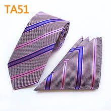 New Fashion Men's Ties Set Designer Striped Necktie with Woven Pocket Square 2024 - buy cheap